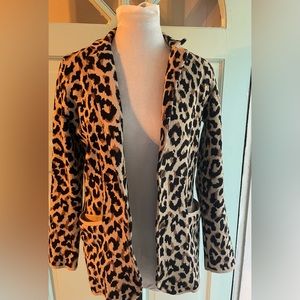 J Crew Leopard Print Sweater Blazer Jacket Size Small